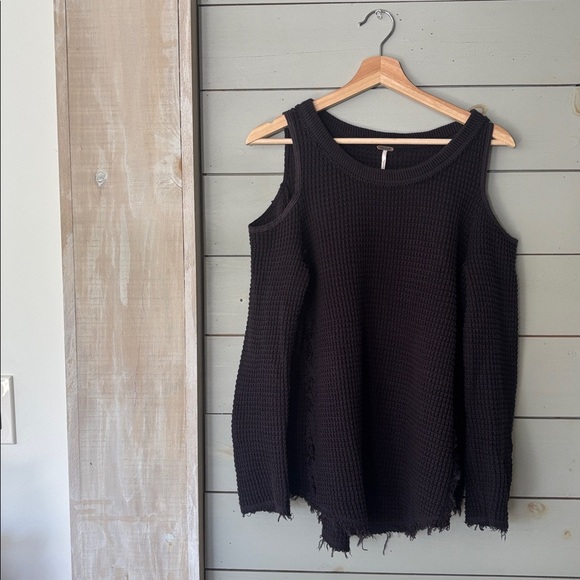Free People Cold Shoulder Thermal Top — Black, Size S - Picture 3 of 6